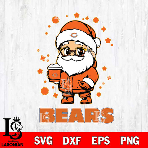 Chicago Bears Santa Claus Coffe Svg Eps Dxf Png File,NFL Svg Files,Digital Download,Sublimation,Instant Download