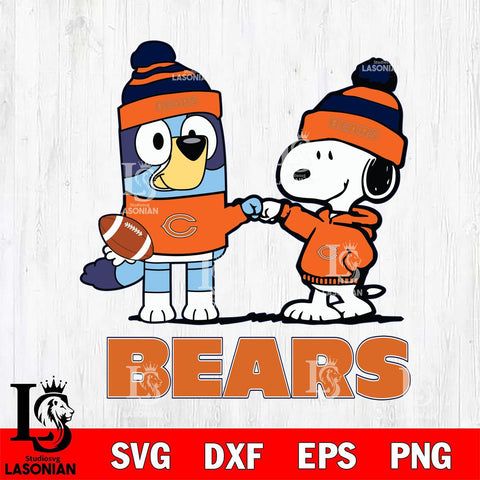 Chicago Bears Snoopy & Bluey Football Svg Eps Dxf Png File,NFL Svg Files,Christmas svg ,Digital Download ,Instant Download