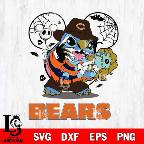 Chicago Bears Stitch Freddy Krueger Halloween Svg Eps Dxf Png File, Digital Download, Instant Download