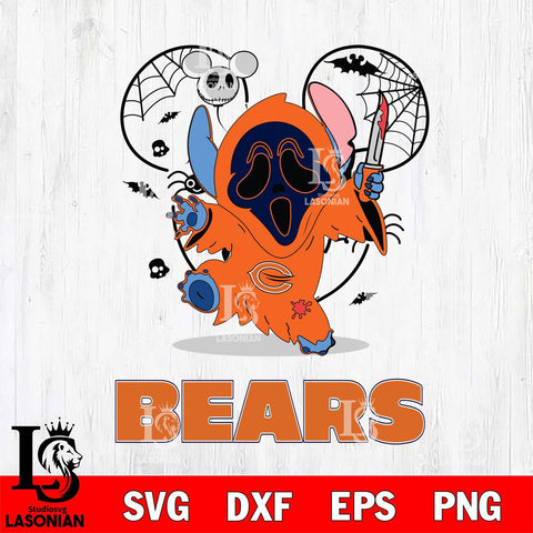 Chicago Bears Stitch Ghost Face Halloween 2 Svg Eps Dxf Png File, Digital Download, Instant Download