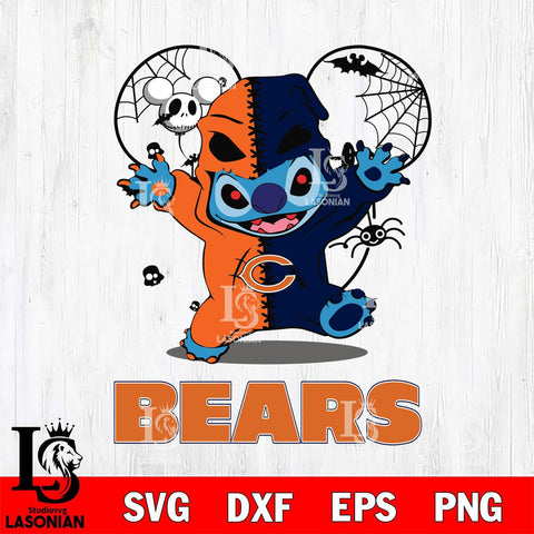 Chicago Bears Stitch Horror Halloween 2 Svg Eps Dxf Png File, Digital Download, Instant Download