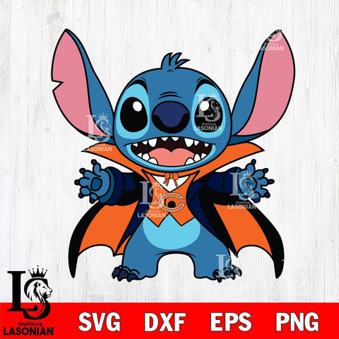 Chicago Bears Stitch Vampire Football halloween Svg Eps Dxf Png File, NFL svg, Digital Download, Instant Download