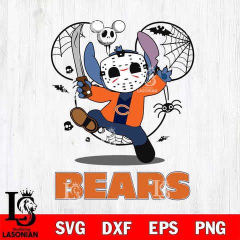 Chicago Bears Stitch jason voorhees Halloween Svg Eps Dxf Png File, Digital Download, Instant Download