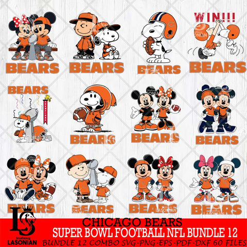 Chicago Bears Super Bowl NFL Bundle 12 Svg Eps Dxf Png File, NFL svg , Digital Download , Instant Download, Cricut File