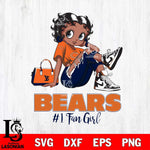 Chicago Bears #1 Black Fan Girl Betty Boop Svg Eps Dxf Png File, Digital Download, Instant Download