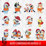 Chicago Bears  Bluey Christmas NFL Bundle 12 SVG Svg Eps Dxf Png File, Digital Download, Instant Download