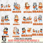 Chicago Bears  Bluey Dance NFL Bundle 12 SVG Eps Dxf Png File, Digital Download, Instant Download