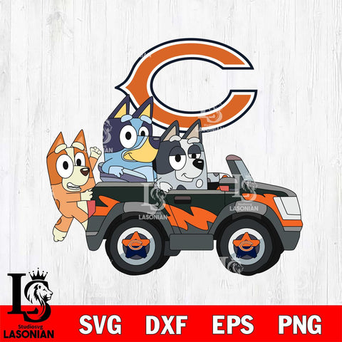 Chicago Bears bluey friends car Svg Eps Dxf Png File, Digital Download, Instant Download