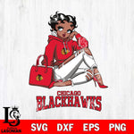 Chicago Blackhawks Awesome Black Fan Girl Betty Boop, Svg Eps Dxf Png File, Digital Download