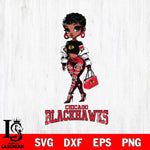 Chicago Blackhawks Beautiful Black Fan Girl, Svg Eps Dxf Png File, Digital Download