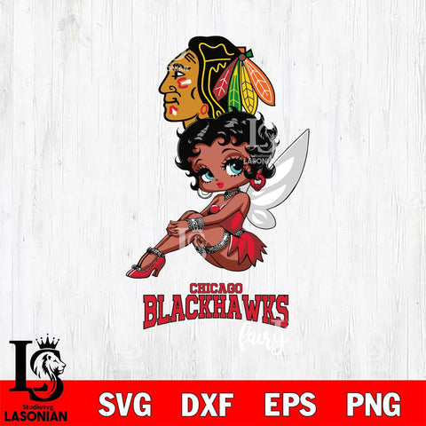 Chicago Blackhawks Beauty Black Fairy Betty Boop, Svg Eps Dxf Png File, Digital Download