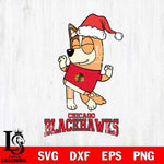 Chicago Blackhawks Bluey Chilli Happy Christmas Svg Eps Dxf Png File, Digital Download