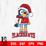 Chicago Blackhawks Bluey Christmas Svg Eps Dxf Png File, Digital Download