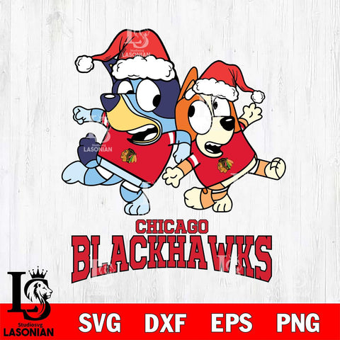 Chicago Blackhawks Bluey Christmas Holiday Svg Eps Dxf Png File, Digital Download