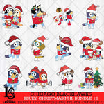 Chicago Blackhawks Bluey Christmas NHL Bundle 12 Svg Eps Dxf Png File, Digital Download, Instant Download