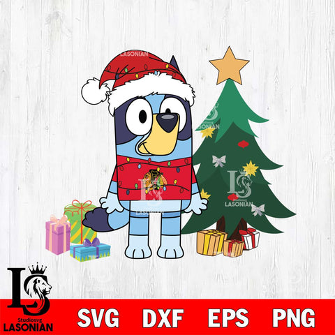 Chicago Blackhawks Bluey Tree Christmas Svg Eps Dxf Png File, Digital Download, Instant Download