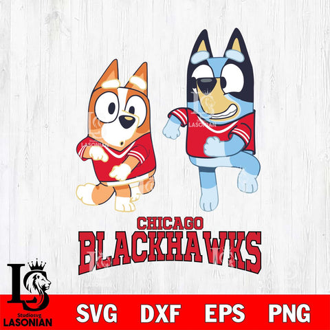 Chicago Blackhawks Bluey with Chilli Dance Svg Eps Dxf Png File, Digital Download, Instant Download