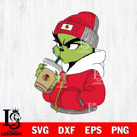 Chicago Blackhawks Boujee Grinch 6 Svg Eps Dxf Png File, Digital Download, Instant Download