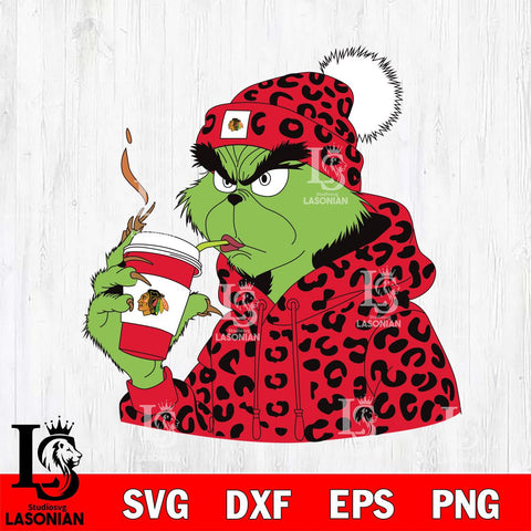 Chicago Blackhawks Boujee Grinch 8 Svg Eps Dxf Png File, Digital Download, Instant Download