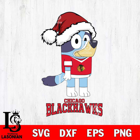 Chicago Blackhawks Christmas Bluey Hat Svg, Christmas Svg , NHL svg , Digital Download, dxf eps png pdf file