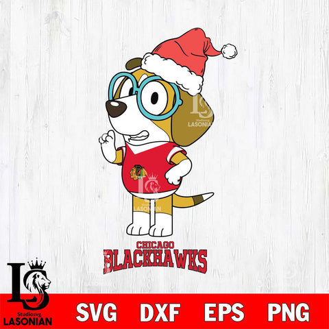 Chicago Blackhawks Christmas Bluey Honey Sport Svg, Christmas Svg , NHL svg , Digital Download, dxf eps png pdf file