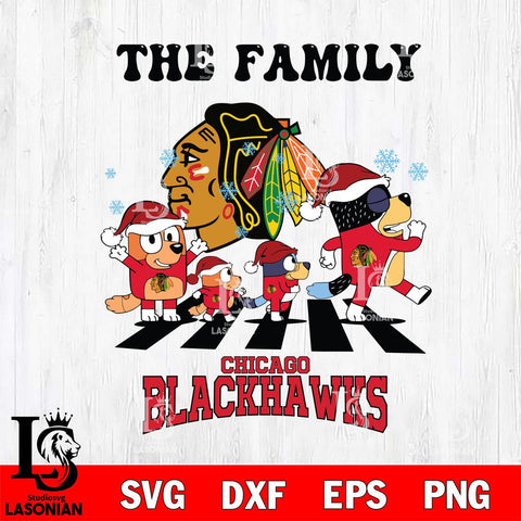 Chicago Blackhawks Family Bluey Christmas Svg Eps Dxf Png File, Digital Download