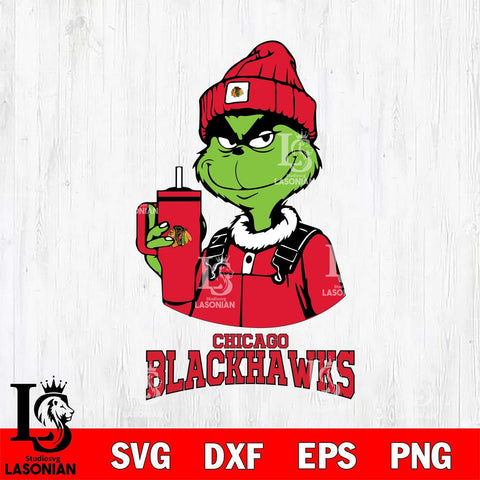 Chicago Blackhawks Grinch Football Christmas Cut Files, Cricut,Christmas Svg Dxf Eps Png file , Digital Download