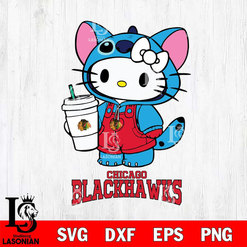 Chicago Blackhawks Hello Kitty Stitch Svg Eps Dxf Png File, NHL svg, Digital Download, Instant Download