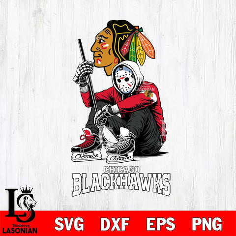 Chicago Blackhawks NHL Jason Voorhees Halloween SVG Svg Eps Dxf Png File, Digital Download, Instant Download