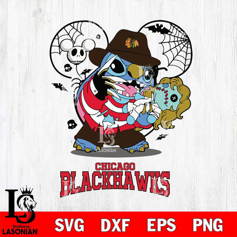 Chicago Blackhawks Stitch Freddy Krueger Halloween Svg Eps Dxf Png File, Digital Download, Instant Download