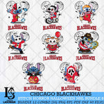 Chicago Blackhawks Stitch Halloween Bundle 8 SVG Svg Eps Dxf Png File, Digital Download, Instant Download