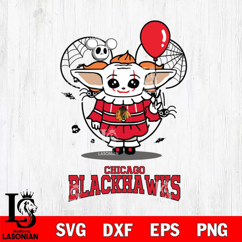 Chicago Blackhawks Stitch Pennywise Halloween Svg Eps Dxf Png File, Digital Download, Instant Download