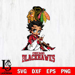 Chicago Blackhawks Style Black Fan Girl Betty Boop, Svg Eps Dxf Png File, Digital Download