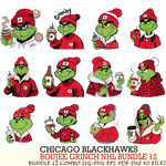 Chicago Blackhawks  Boujee Grinch NHL Bundle 12 SVG Eps Dxf Png File, Digital Download, Instant Download