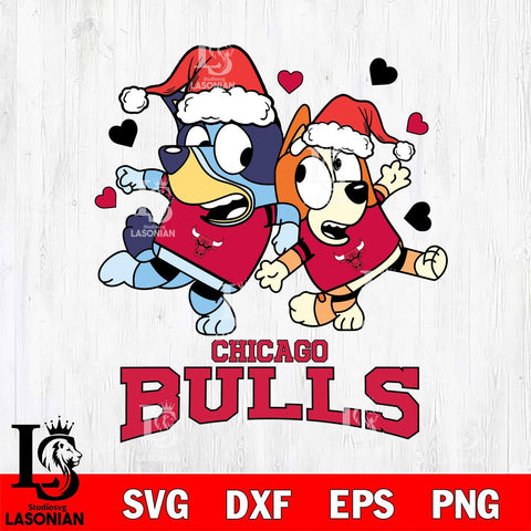 Chicago Bulls Bluey Christmas NFL Svg Eps Dxf Png File, Digital Download