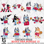 Chicago Bulls Bluey NBA Bundle 12 Svg Eps Dxf Png File, Digital Download, Instant Download