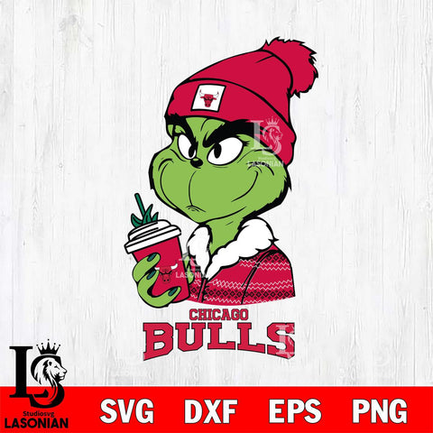 Chicago Bulls Boujee Grinch Christmas Cut Files Cricut, Svg Dxf Eps Png file , Silhouette