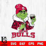 Chicago Bulls Boujee Grinch Leopard Christmas Cut Files Cricut, Svg Dxf Eps Png file , Silhouette