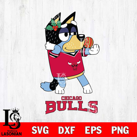 Chicago Bulls Christmas Bluey Bandit Heeler Svg , Christmas Svg , Bluey svg , Digital Download, dxf eps png pdf file