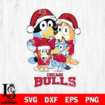 Chicago Bulls Christmas Bluey Family Sport Svg , Christmas Svg , Bluey svg , Digital Download, dxf eps png pdf file