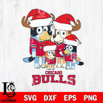 Chicago Bulls Christmas Bluey Santa Family Svg , Christmas Svg , Bluey svg , Digital Download, dxf eps png pdf file