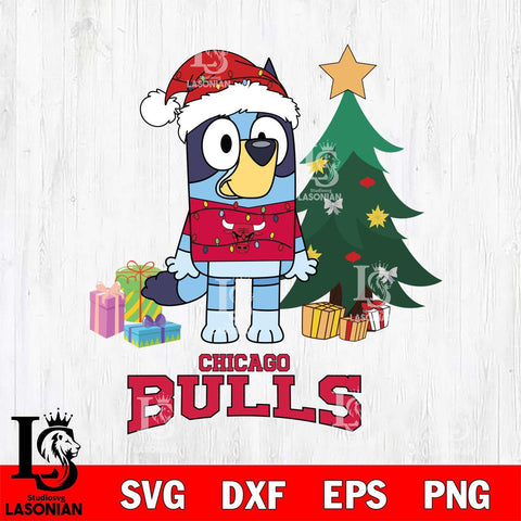 Chicago Bulls Christmas Bluey Tree Sport Svg , Christmas Svg , Bluey svg , Digital Download, dxf eps png pdf file