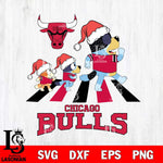 Chicago Bulls Christmas Family Bluey Walking Svg , Christmas Svg , Bluey svg , Digital Download, dxf eps png pdf file