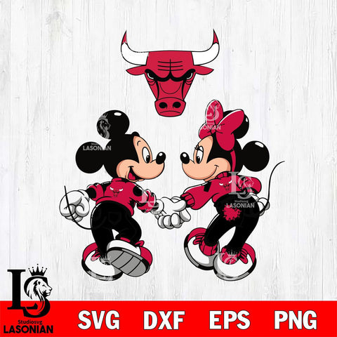 Chicago Bulls Fan Minnie And Mickey Love Svg Eps Dxf Png File, Digital Download, Instant Download