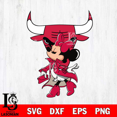 Chicago Bulls Glamorous Minnie Svg Eps Dxf Png File, Digital Download, Instant Download