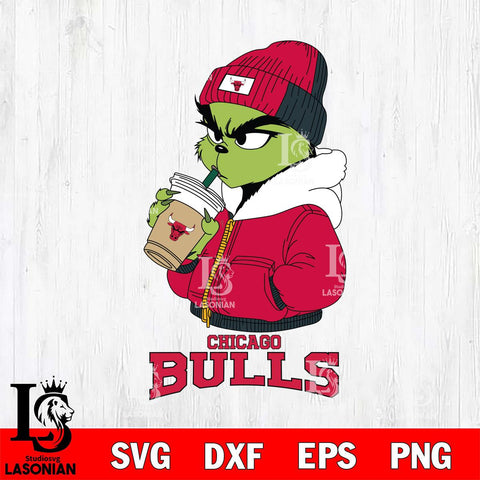 Chicago Bulls Grinch Bougie Christmas Cut Files Cricut, Svg Dxf Eps Png file , Silhouette