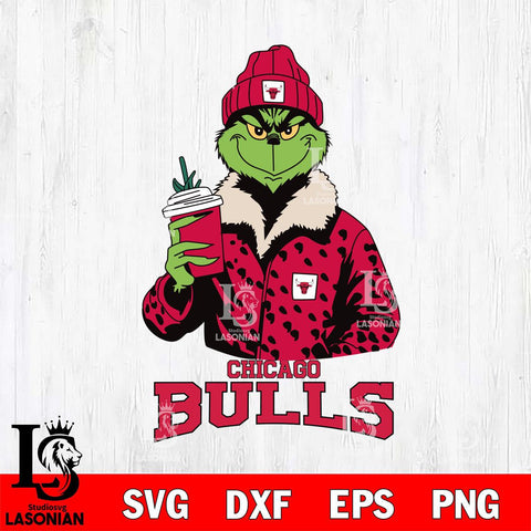 Chicago Bulls Grinch Christmas Cut Files Cricut, Svg Dxf Eps Png file , Silhouette