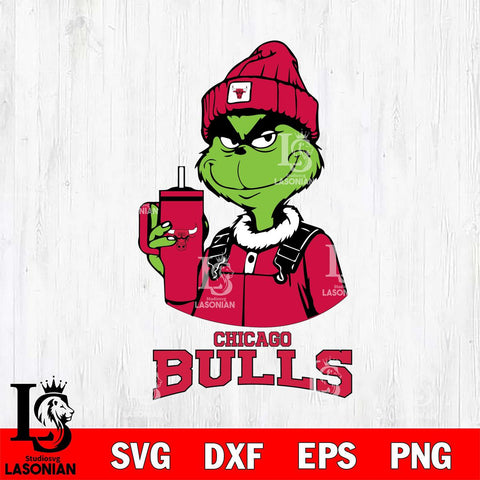 Chicago Bulls Grinch Football Christmas Cut Files Cricut, Svg Dxf Eps Png file , Silhouette