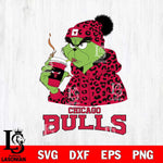 Chicago Bulls Grinch Leopard Christmas Cut Files Cricut, Svg Dxf Eps Png file , Silhouette