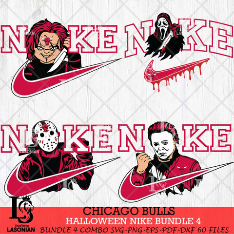 Chicago Bulls Halloween Nike NBA Bundle 4 Svg Eps Dxf Png File, Digital Download, Instant Download